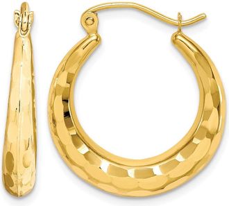 Diamond2Deal 10k Gold Polished & Diamond Cut Fancy Hoop Earrings