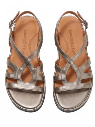 L'Amour Des Pieds Womens Vafara Sandals In Pewter Metallic