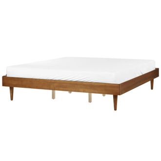 Beliani Cama Moderna 180 X 200 Cm Con Somier De L&aacute;minas Sin Cabecero Madera De Fresno Marr&oacute;n Toucy