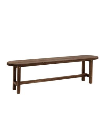 Deco Wood Banco de madera maciza ovalado en tono nogal de 120x45cm