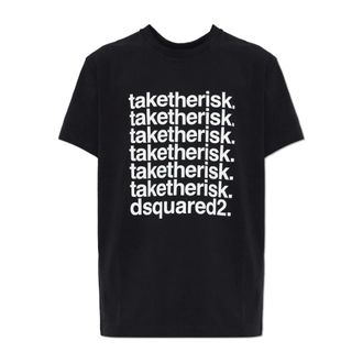 Dsquared2 Tops, Heren, Zwart, 3Xl, Katoen, Katoenen T-shirt met print