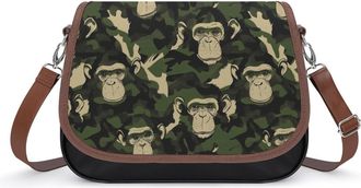 Generic Camouflage Monkey Pattern Womens Crossbody Bag Fashion Shoulder Handbags Message Tote Bag with Adjustable Strap