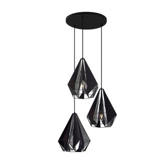 QAZQA Industrial L&aacute;mpara Colgante Industrial Negra Con Rejilla 3 Luces - Carcass Acero Redonda Adecuado Para Led Max. 3 X 40 Watt - Qazqa