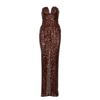 Aniye By Kleedjes Chocolate - Dames - Avondkleed - Bruin - M - Pailletten - Kleedjes