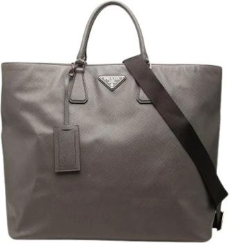 Prada Pre-owned Saffiano Satchel - Dames - Vintage Shopper - Grijs - ONE Size - Leer - Vintage