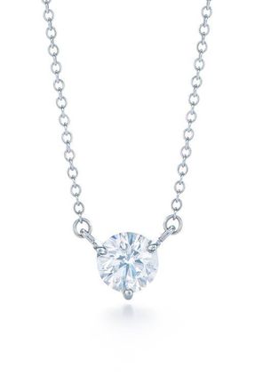 Kwiat Round Diamond Solitaire Pendant Necklace in White Silver at Nordstrom, Size 16