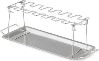 OEM Soporte Para Alitas De Pollo - Accesorios Para Barbacoa - Soporte Para Pollo Al Horno - Incluye Bandeja Recogegrasa - Plegable - Acero Inoxidable