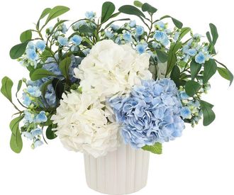 Creative Displays Inc. Handmade Faux Hydrangea & Budding Stem Arrangement In Decorative Vase