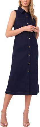 Vince Camuto Belted Sleeveless Midi Shirtdress in Classic Navy at Nordstrom, Size X-Small