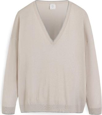 Eleventy Womens Light Beige Relaxed Sweater, Size XS