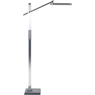 Beliani Floor led Lamp Office Ambient Task Lighting Synthetic Material Dimming Silver Aquarius