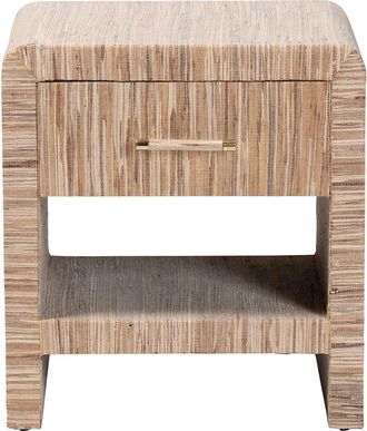 Baxton Studio Callan Bohemian Woven Grasscloth 1-Drawer Nightstand