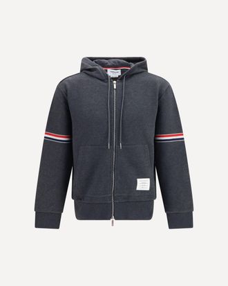Thom Browne Felpa con Cappuccio e zip Classic Loopback 4-Bar Man 1