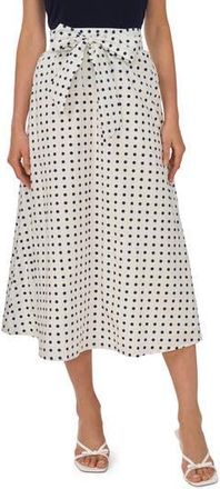 CeCe by Cynthia Steffe Tie Waist A-Line Midi Skirt in Ultra White at Nordstrom Rack, Size X-Large