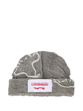 Charles Jeffrey Loverboy logo-patch beanie - unisex - Recycled Nylon/RWS Wool - One Size - Grey