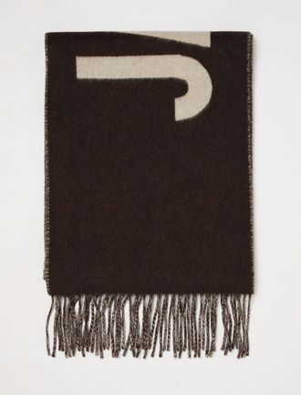 Jacquemus Virgin Wool Scarf with Lettering Logo and Fringed Edges