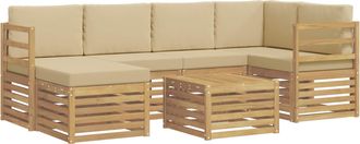 vidaXL Conjunto De Sof&aacute;s De Exterior 7 Uds. Y Beige Poli&eacute;ster Vidaxl