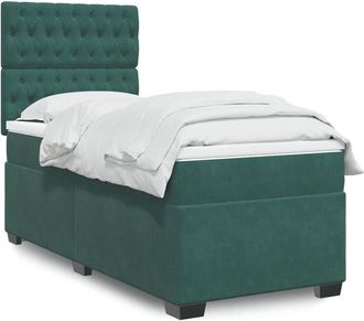 vidaXL Cama Box Spring Con Colch&oacute;n Terciopelo Verde Oscuro 80x200 Cm Vidaxl
