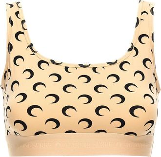 Marine Serre Moon Printed Jersey Cropped Top - Dames - Tops zonder mouwen - Beige - M - Tops