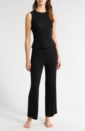 Natori Essentials Sleeveless Rib Pajamas in Black at Nordstrom, Size Medium
