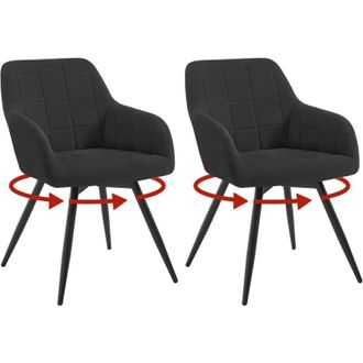 Woltu Woltu - Juego De 2 Sillones Giratorios Tapizados Modernos Para Escritorio De Oficina, Terciopelo Negro