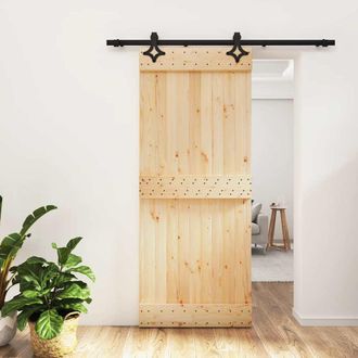 vidaXL Vidaxl - Puerta Corredera Con Herrajes Madera Maciza De Pino 85x210 Cm