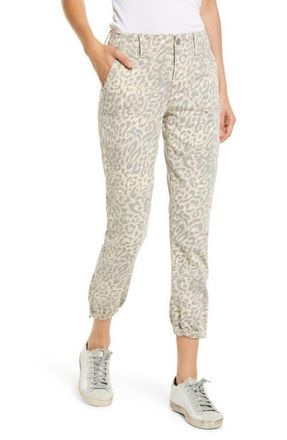 Paige Mayslie Animal Print Stretch Twill Joggers in Tortischta at Nordstrom, Size 29