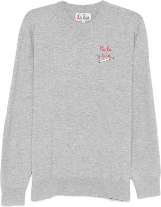 MC2 Saint Barth Heron Crewneck Sweater - Heren - Ronde hals truien - Grijs - XL - Wol - Truien & Vesten