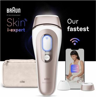 Braun Epilatore Luce Pulsata Smart Skin I&middot;Expert, Epilazione A Casa Tua, Custodia, Rasoio Donna Venus, 2 Testine, PL7147