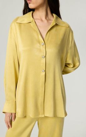Nocturne Belted Shirt with Statement Buttons in Yellow at Nordstrom, Size X-Small Eu