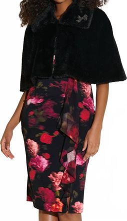 Joseph Ribkoff Faux Fur Cropped Cape Jacket In Black
