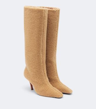 Amina Muaddi Stivali Mona in shearling