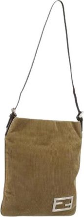 Fendi Pre-owned Corduroy Shoulder Bag - Dames - Vintage Schoudertas - Bruin - ONE Size - Leer - Vintage