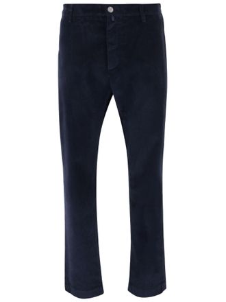 Jacob Cohen Navy Stretch Cotton Velvet Straight-Leg Pants