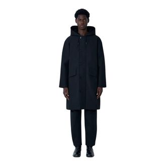Margaret Howell Hooded Deck Parka - Heren - Parka Jassen - Zwart - M - Katoen - Jassen