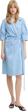 Pinko Aline Shirtdress - Dames - Wikkelkleedje - Blauw - M - Katoen - Kleedjes