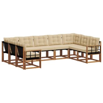 vidaXL Conjunto De Sof&aacute;s De Exterior Con Coj&iacute;n 9 Pcs Natural Y Beige Vidaxl