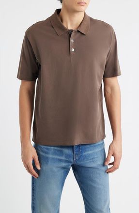 Frame Denim Washed Cotton Piqu&eacute; Polo in Antique Cafe at Nordstrom, Size Xx-Large