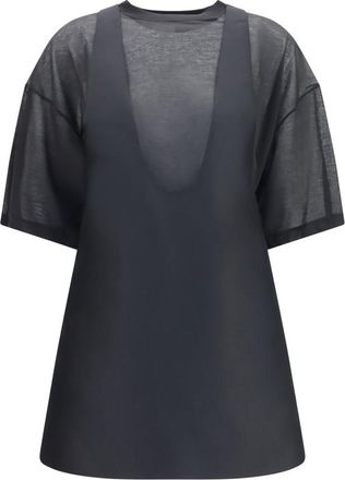 Balenciaga Black Solid V Neck Mini Dress