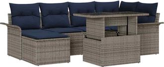 vidaXL Conjunto De Sof&aacute; De Jard&iacute;n 7 Uds. Gris Rat&aacute;n Sint&eacute;tico Vidaxl