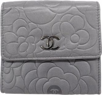 Chanel Gray Leather Wallet (Tri-Fold) (Pre-Owned)