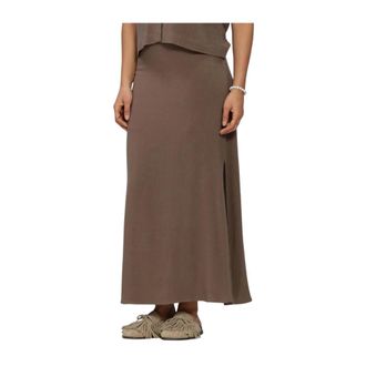 Selected Slfviva HW Enkel-lange rok van linnenmix - Dames - Rokken - Bruin - Maat: M Linnen