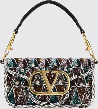 Valentino Garavani Loc&ograve; Crystal-Embroidered Satin Mini Bag with VLogo