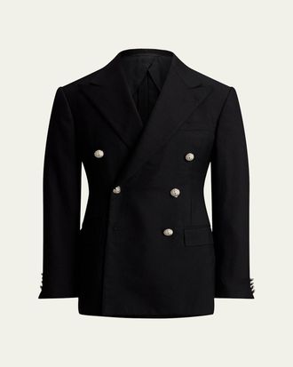 Ralph Lauren Purple Label Mens Cashmere and Wool Peak Lapel Double-Breasted Blazer