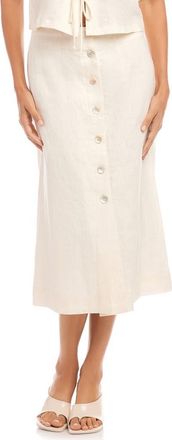 Fifteen Twenty Lori Button Front Linen Midi Skirt in Ecru at Nordstrom, Size Large