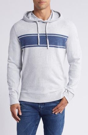 Faherty Sunwashed Organic Cotton Slub Hoodie in Light Grey Heather Surf Stripe at Nordstrom Rack, Size Xx-Large