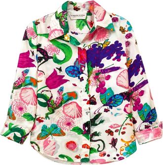 LA PRESTIC OUISTON Womens Emmanuelle Button Down Top In Lezard