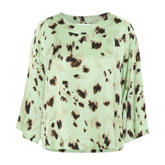 Soaked In Luxury Green Brush Print Blouse - female - Soaked in Luxury - Blouses - Green - XS - Blouses & Shirts