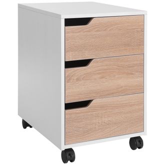 HOMCOM Armario Archivador M&oacute;vil Para Oficina Cajonera Madera 3 Cajones 40x50x57.5cm Mdf