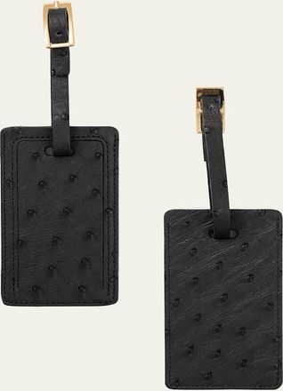 Abas Ostrich Leather Luggage Tag, Set of 2